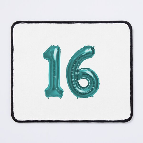 Item preview, Aqua Blue 16th Birthday Metallic Helium Balloons Numbers designed and sold by Birthdates.