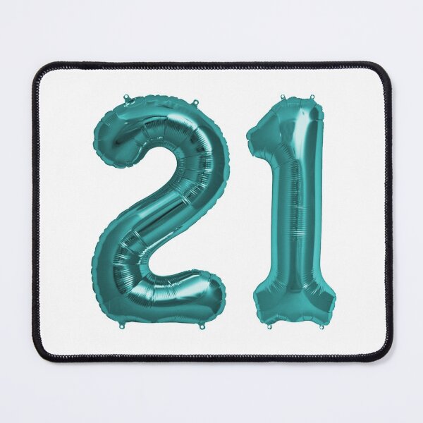 Item preview, Aqua Blue 21st Birthday Metallic Helium Balloons Numbers designed and sold by Birthdates.