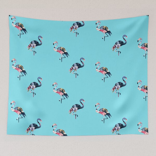 Item preview, Floral Pinkish - Blue Flamingos  designed and sold by Artbysaeme.
