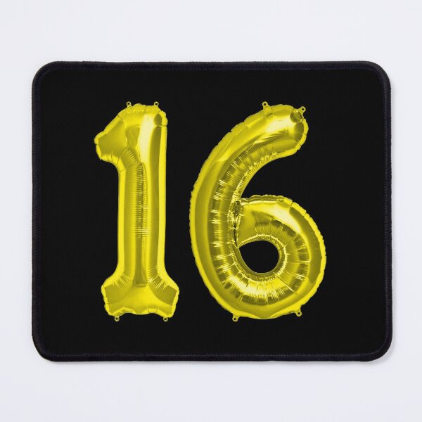 Item preview, Yellow Gold and Black 16th Birthday Metallic Helium Balloons Numbers designed and sold by Birthdates.