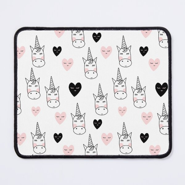 Item preview, Lovely Unicorns and Hearts - Pink, Black, Grey / Gray designed and sold by Pink Pineapple Works.