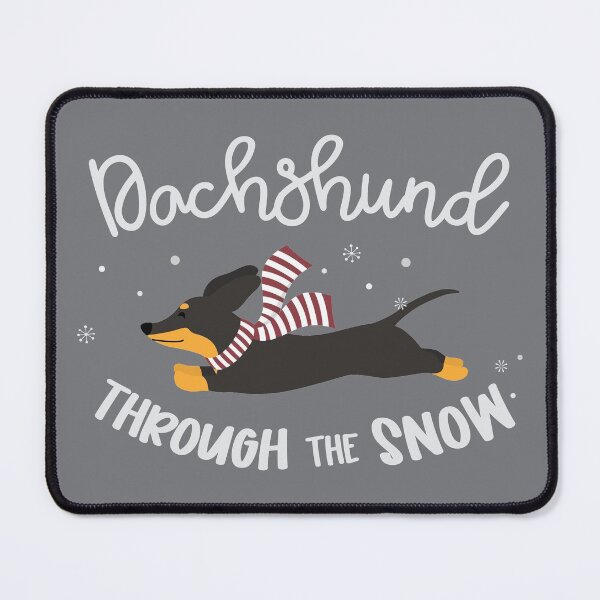 Item preview, Dachshund through the snow typography © GraphicLoveShop designed and sold by Graphic Love Shop.