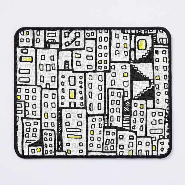 Item preview, City Pattern - Black and White, Yellow Lights designed and sold by Michelebuttons.