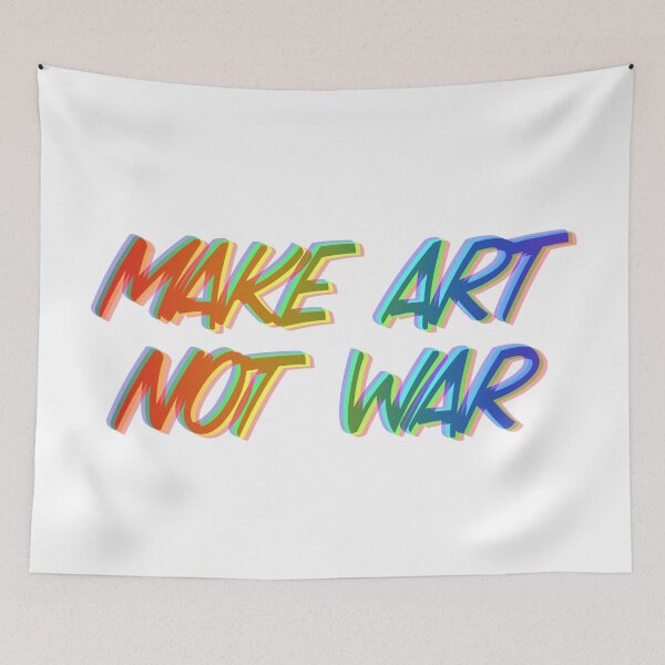 Item preview, Make art not war - rainbow glitch WHITE designed and sold by annaguerrawords.
