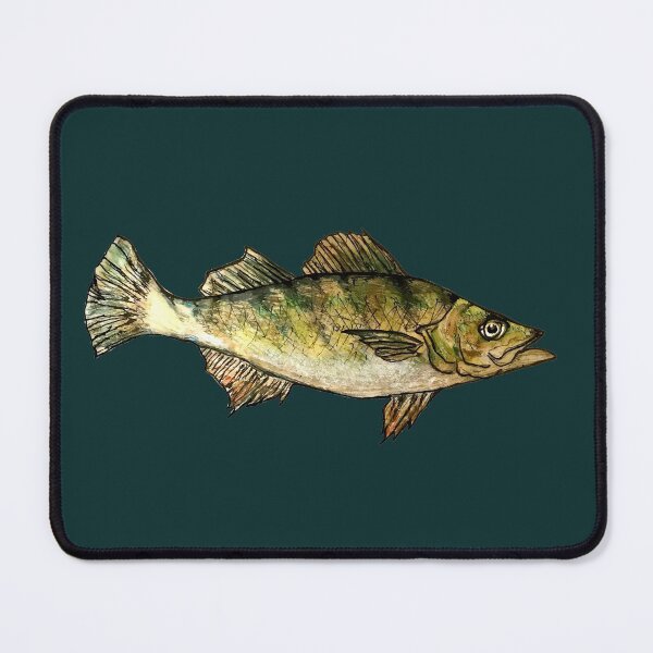 Item preview, Yellow Perch Fish Drawing- Dark Green designed and sold by Michelebuttons.