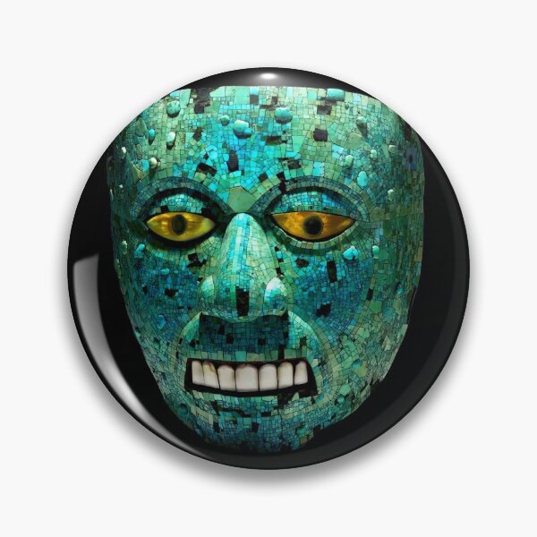 Item preview, Xiuhtecuhtli Turquoise Mask Aztec God of Fire designed and sold by signsandsymbols.