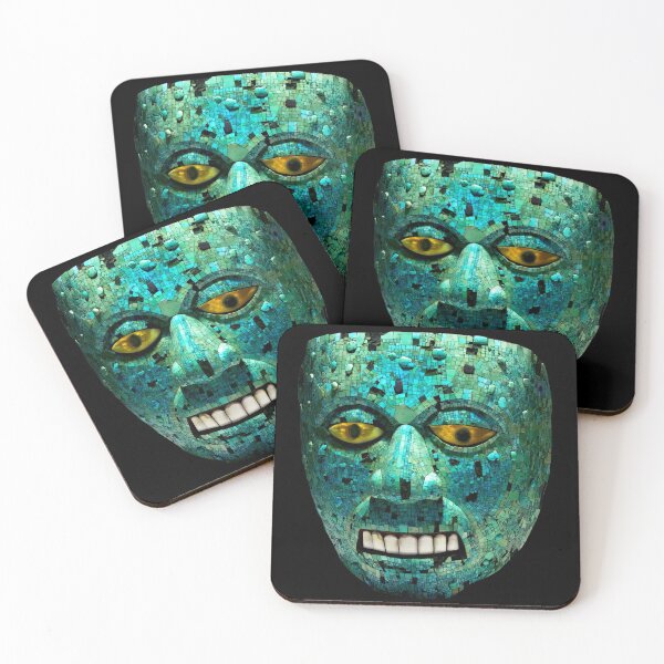 Item preview, Xiuhtecuhtli Turquoise Mask Aztec God of Fire designed and sold by signsandsymbols.