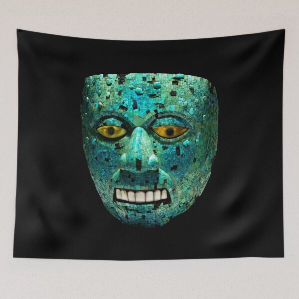 Item preview, Xiuhtecuhtli Turquoise Mask Aztec God of Fire designed and sold by signsandsymbols.