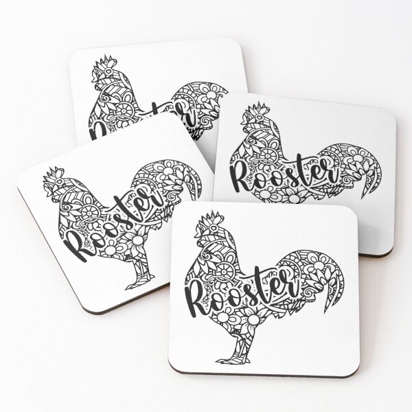 Item preview, Black Mandala Rooster designed and sold by PolishedPin.