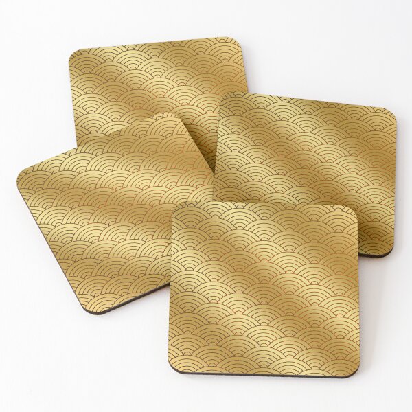 Item preview, Japanese Seigaiha Wave Abstract Golden Gradient Pattern brown Wave designed and sold by IrinchiDE.