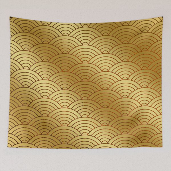 Item preview, Japanese Seigaiha Wave Abstract Golden Gradient Pattern brown Wave designed and sold by IrinchiDE.
