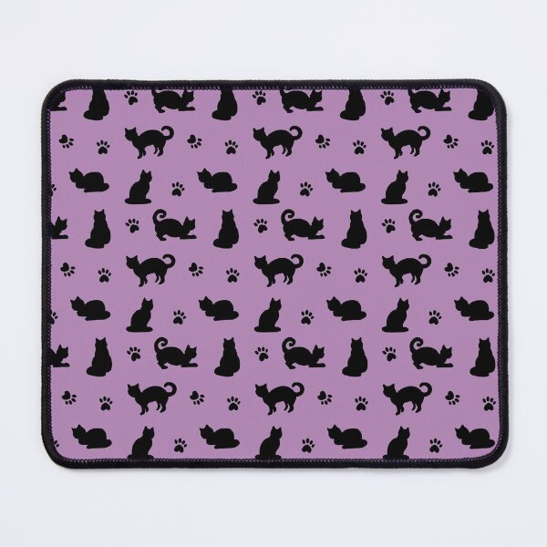 Item preview, Purple and Black Cats and Paw Prints Pattern designed and sold by Julie Erin Designs.
