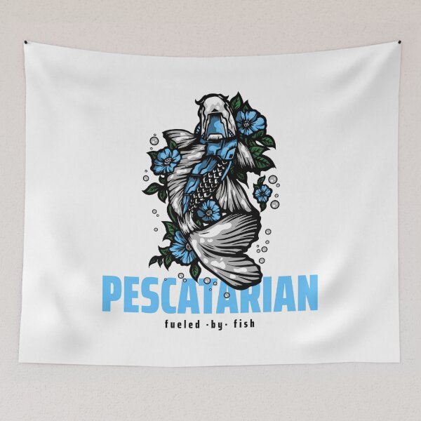 Item preview, Artistic Blue Pescatarian Fish and Flower Design designed and sold by Cosmonauteur.