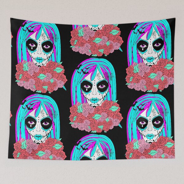 Item preview, sugar skull hippy chick lge designed and sold by BURPdesigns.