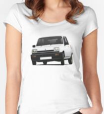 Cornering white Renault 5 - illustration Women's Fitted Scoop T-Shirt