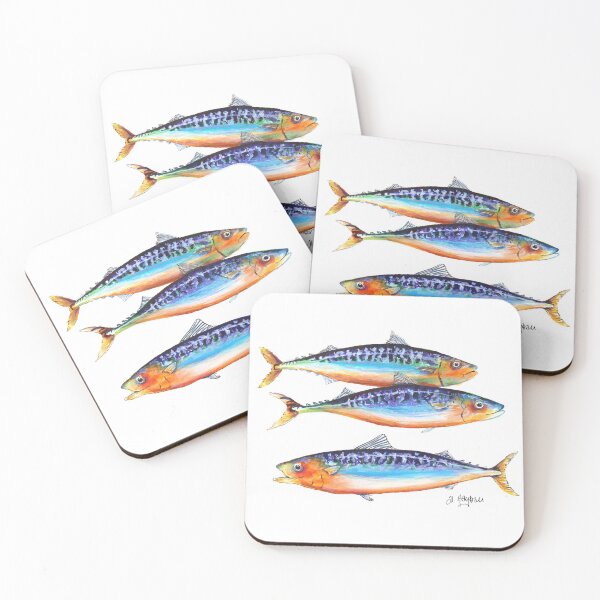 Item preview, Mackerel watercolour painting, aquatic, seafood art  designed and sold by al hayball.