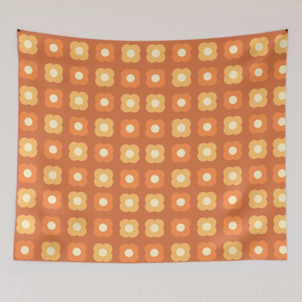 Item preview, Orange 70s floral retro design  designed and sold by robynsdigiprint.