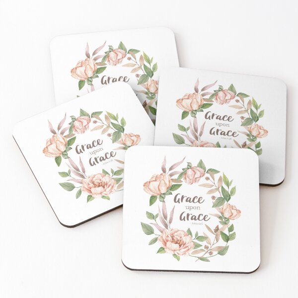 Item preview, Grace Upon Grace - John 1:16 - Floral W designed and sold by amazingjoy.