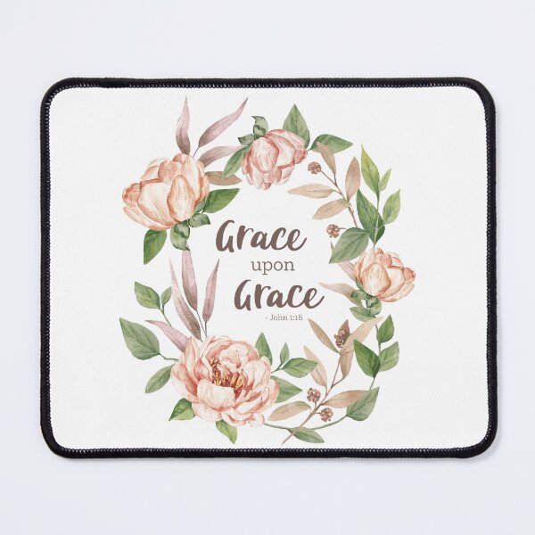 Item preview, Grace Upon Grace - John 1:16 - Floral W designed and sold by amazingjoy.