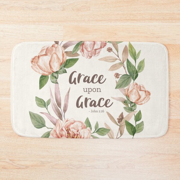 Item preview, Grace Upon Grace - John 1:16 - Floral W designed and sold by amazingjoy.
