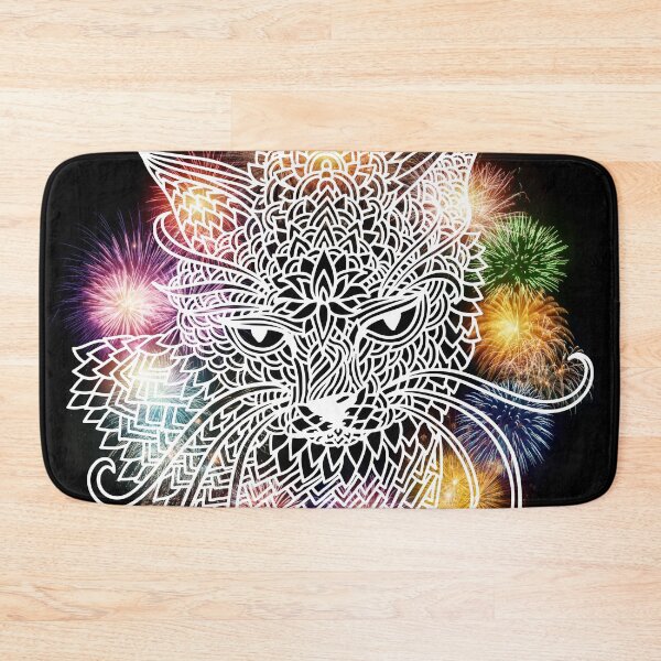 Item preview, Hand drawn white pen mandala cat original design designed and sold by Product  Stella.