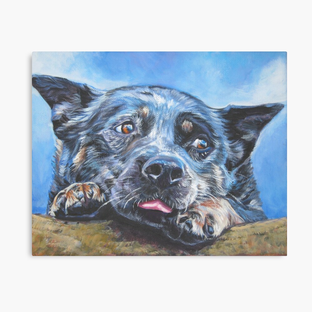 australian cattle dog fine art painting metal print by lashepard redbubble