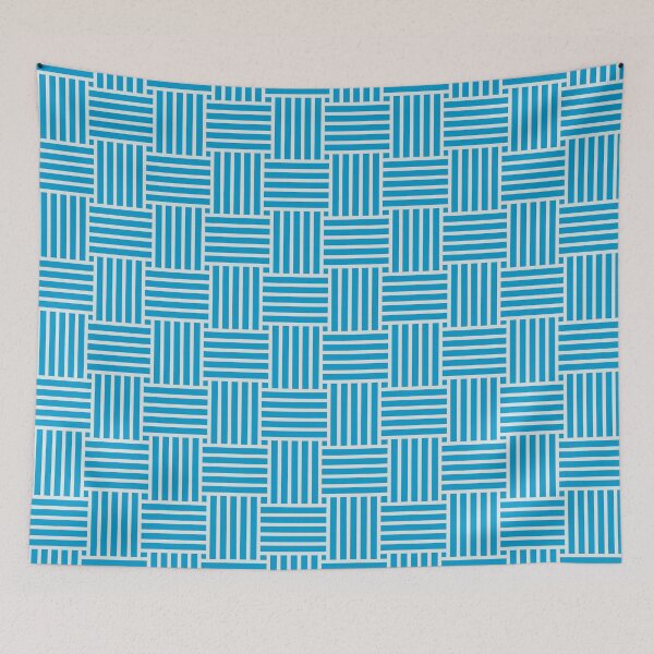 Item preview, Geometric Basketweave Line Pattern no.1 Cyan and White designed and sold by Neil Feigeles.