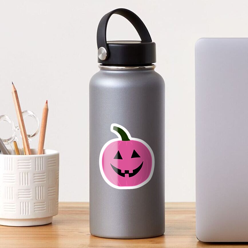 Pumpkin Head Traditional Pink Jack O Lantern Sticker