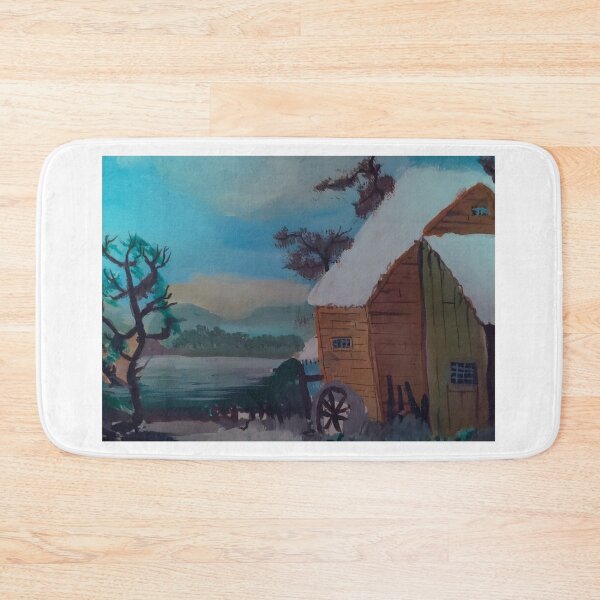 Item preview, Winter Log Cabin By The Lake - Painting designed and sold by OlympicsMerch.