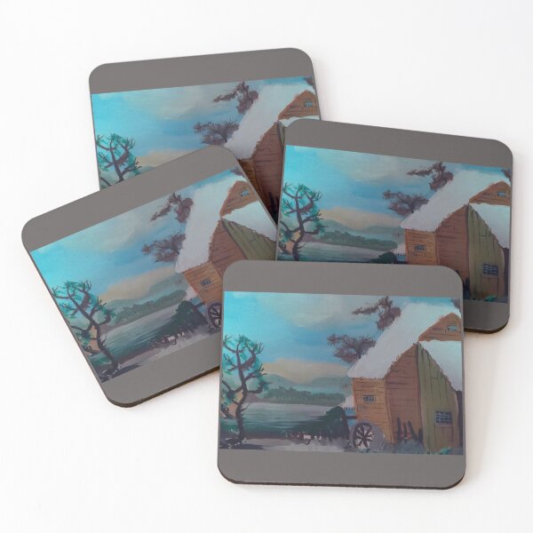 Item preview, Winter Log Cabin By The Lake - Painting designed and sold by OlympicsMerch.