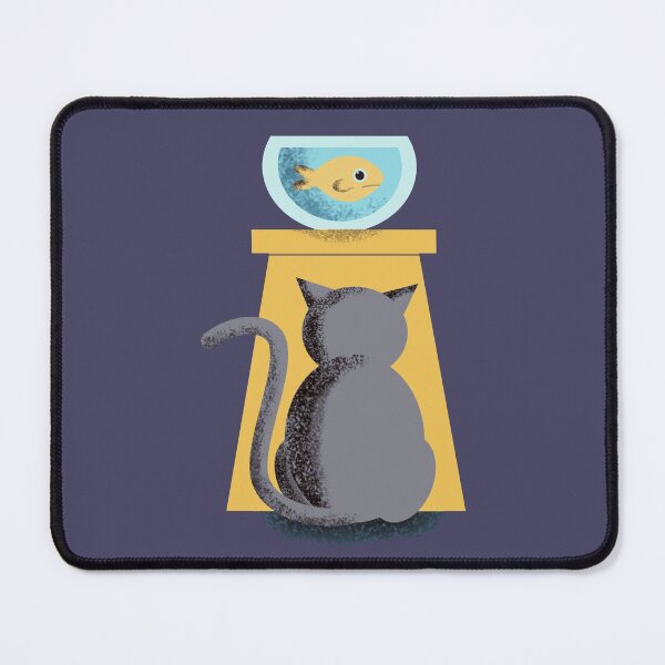 Item preview, Cat watching fish in bowl goldfish patient intent cute funny designed and sold by SolidEarthArt.