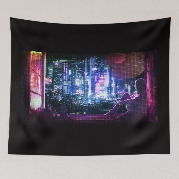 Item preview, Cyberpunk Nightscape designed and sold by Verdant Rose Studio.