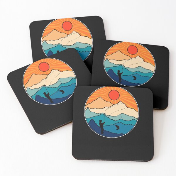 Item preview, Retro fly fisherman with fishing rod in the mountains designed and sold by Cedinho.