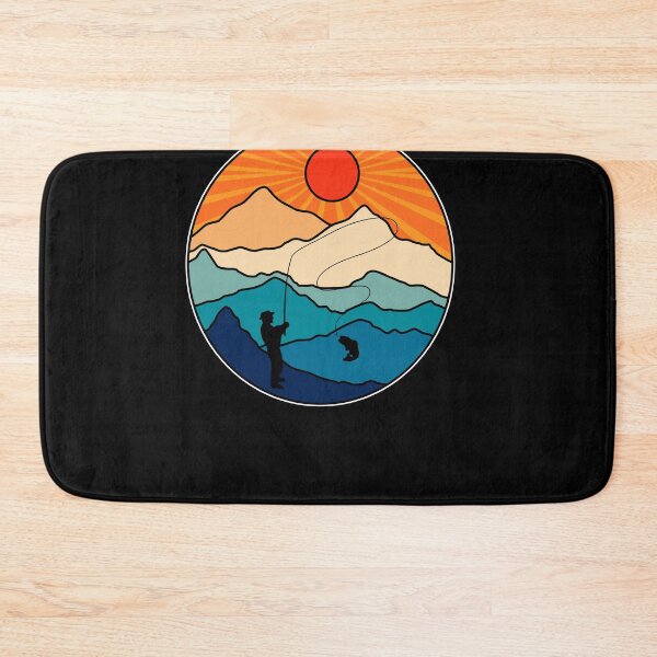 Item preview, Retro fly fisherman with fishing rod in the mountains designed and sold by Cedinho.