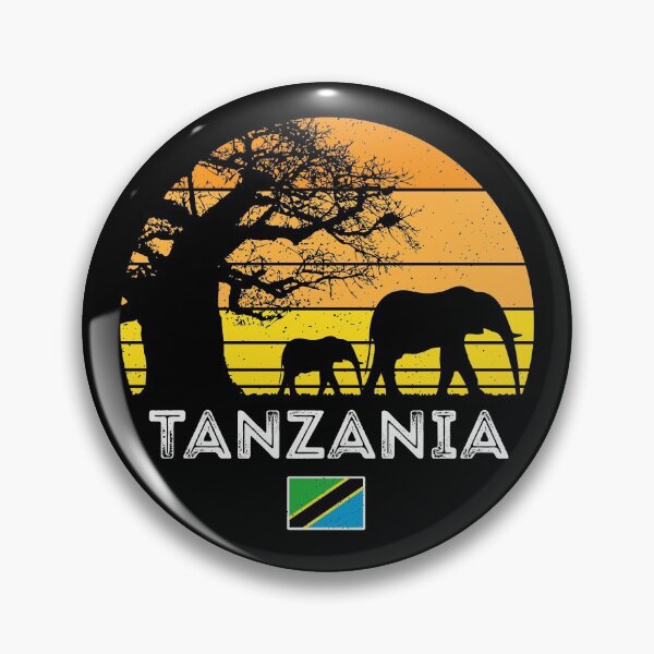 Item preview, Tanzania Elephant Safari Vintage Sunset Baobab Africa Flag designed and sold by d247.