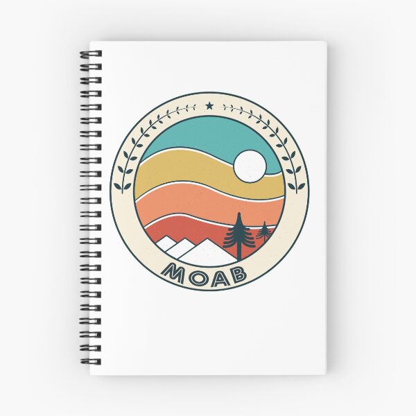 Aperçu de l'œuvre Coucher de soleil rétro vintage de Moab - Souvenir de montagne de Moab Utah - Cadeau - Ville natale - Randonnée - Nature créée et vendue par HappyTees Lab.