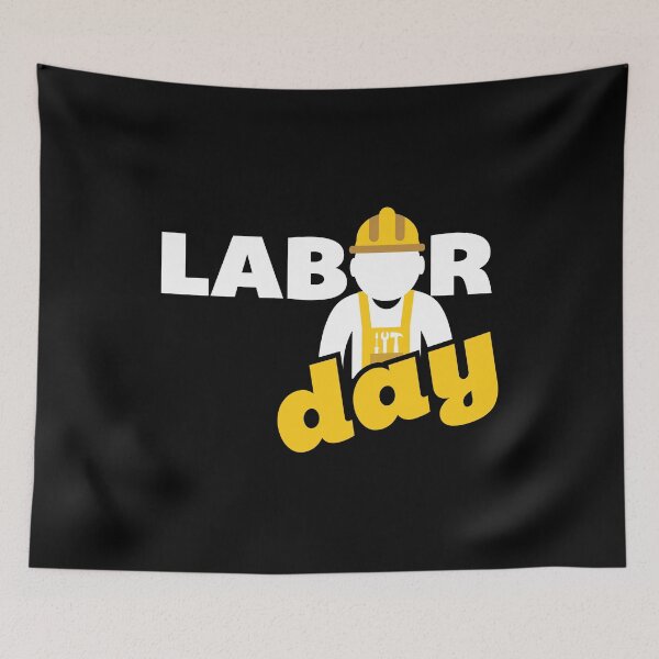Item preview, Happy Labor Day With Yellow And White Typography designed and sold by FoxLand.