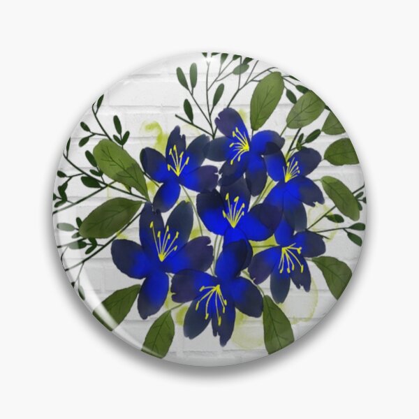 Item preview, Folk art Flowers in Blue on White washed wood designed and sold by OByD.