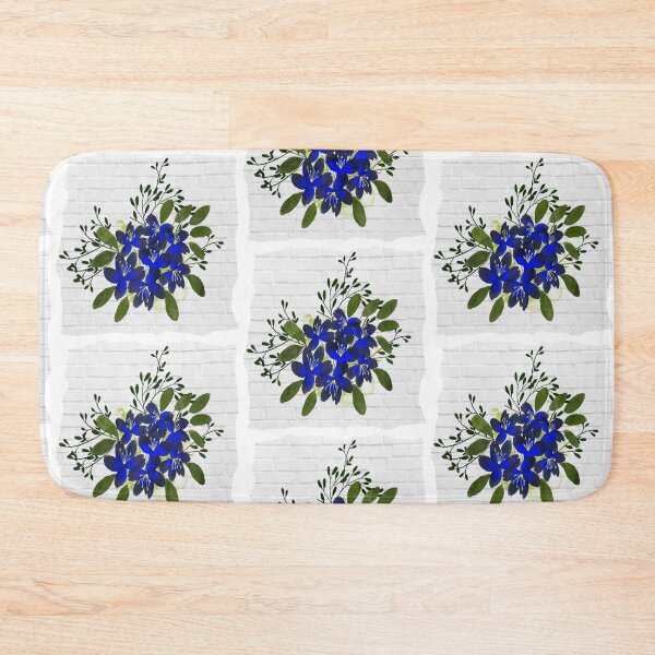 Item preview, Folk art Flowers in Blue on White washed wood designed and sold by OByD.