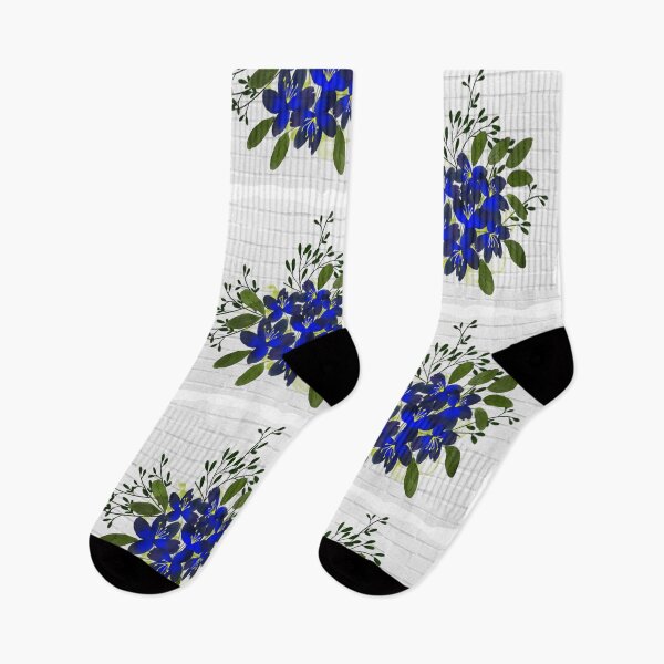 Item preview, Folk art Flowers in Blue on White washed wood designed and sold by OByD.