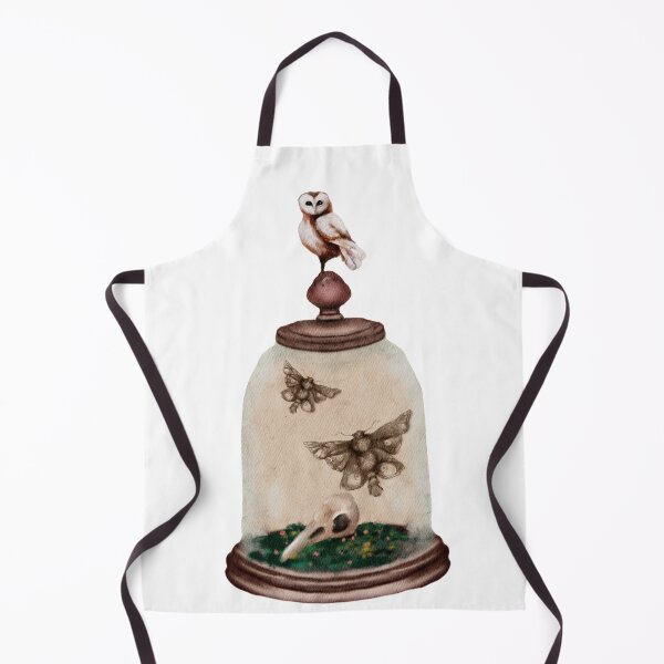 Item preview, Watercolor Barn Owl Hummingbird Skull and Death Moth Dark Academia Cloche With Raven Botanical Green Moss Halloween Watercolor designed and sold by Monica Laipple.