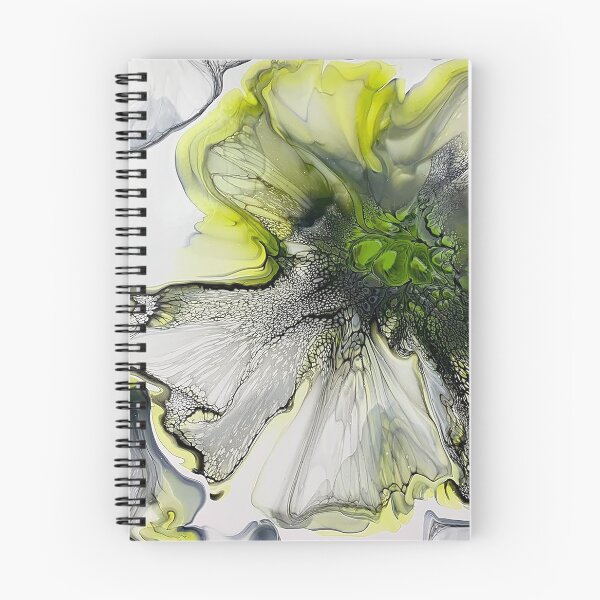Item preview, Beautiful Lime Green and Grey Abstract Fluid Art Acrylic Pour Painting designed and sold by CrystalCoast.