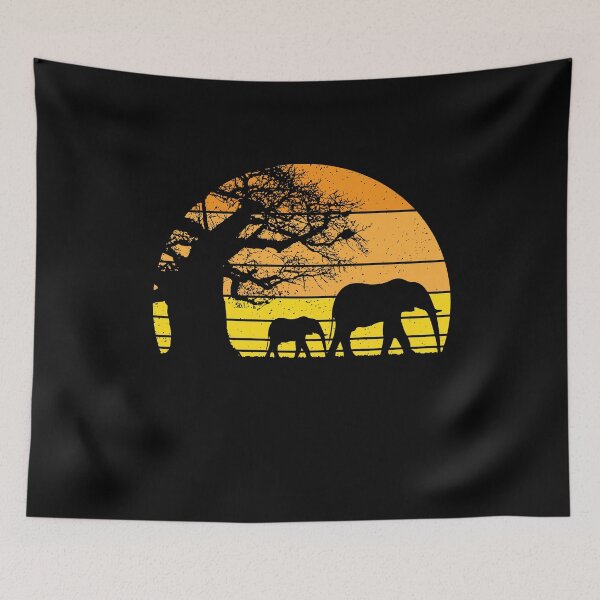 Item preview, Elephant Safari Vintage Sunset Baobab Africa Flag designed and sold by d247.