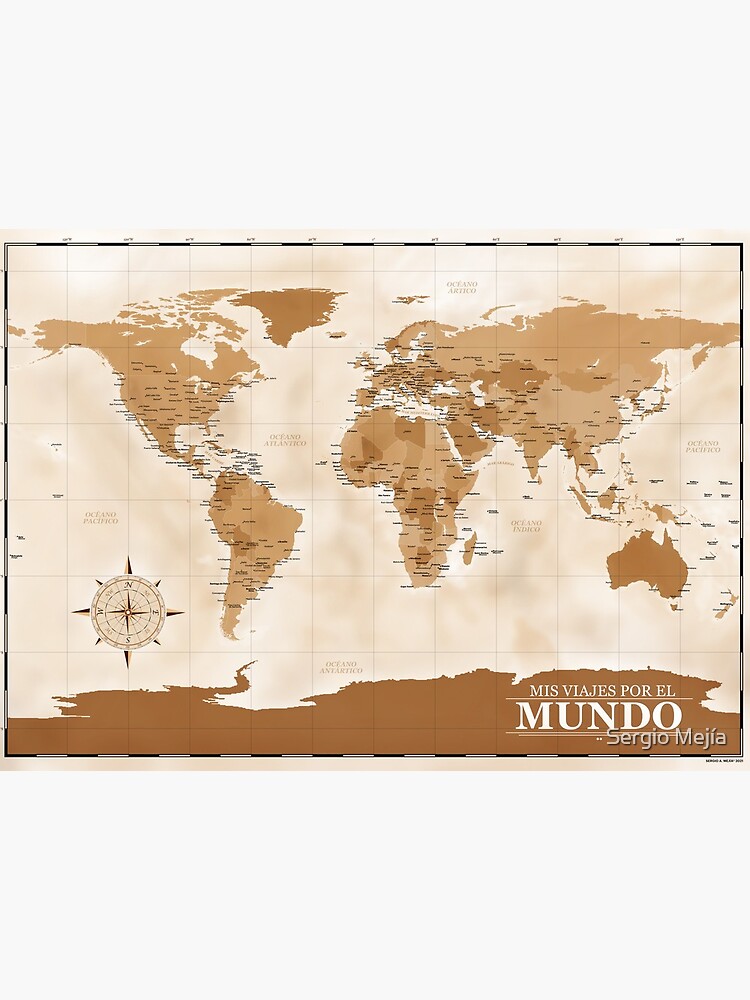 Old-Fashioned World Map, Pinnable Canvas Print