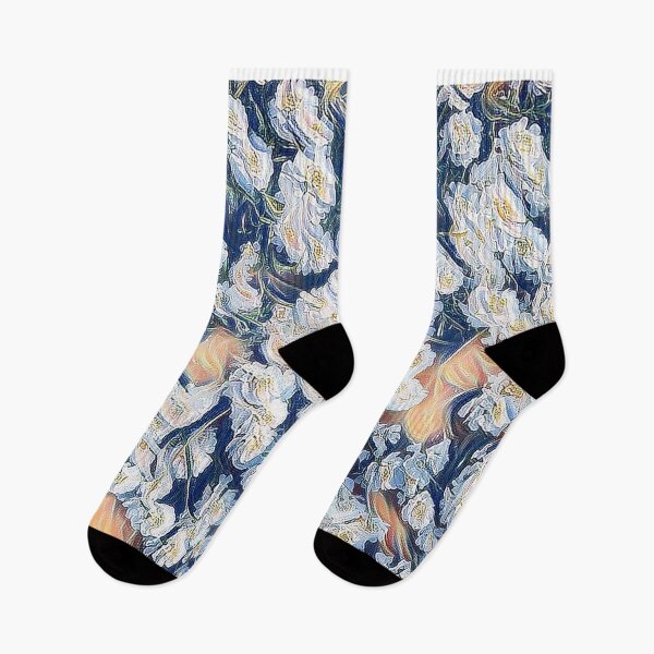 Item preview, Small flowers abstract with white, abricot and blue designed and sold by Ninaeva.
