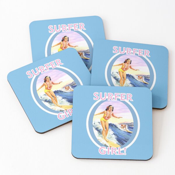 Item preview, Surfer Girl! – Vintage Surfer Girl, Riding the Waves, Blue Sky Design designed and sold by ThisNThatImages.