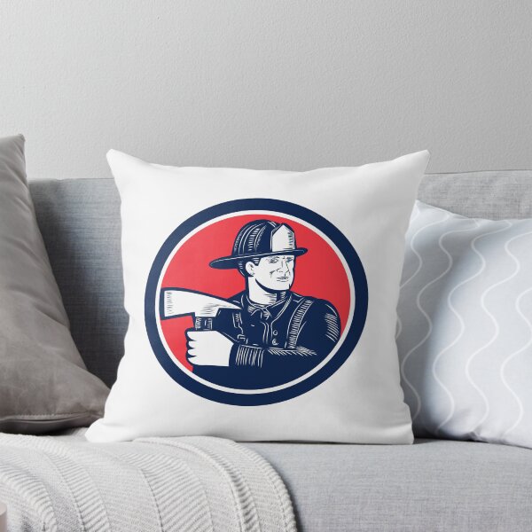 Item preview, Fireman Firefighter Holding Fire Axe Woodcut designed and sold by retrovectors.