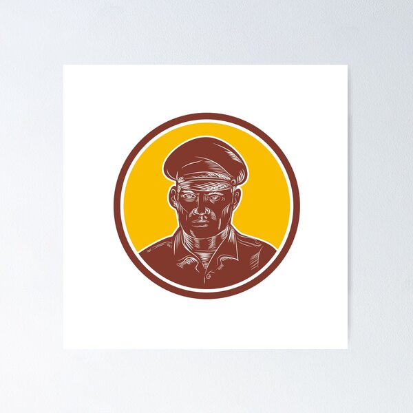 Item preview, Sea Captain Portrait Woodcut Circle designed and sold by retrovectors.