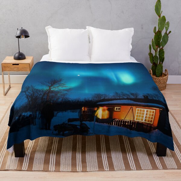 Item preview, House in a snowy area at night with dusk in the sky designed and sold by DOKU_TEAM SHIRT.