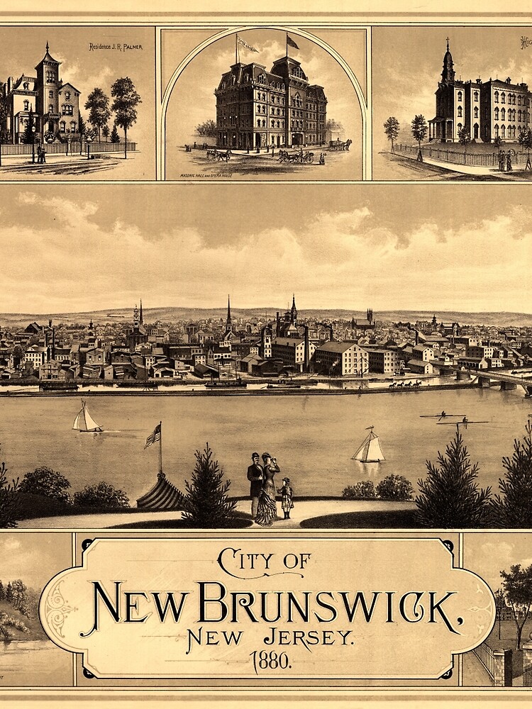 "Map of New Brunswick NJ 1880" Tshirt for Sale by mollyfare